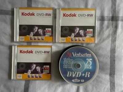 JOB LOT of 23 x NEW/UNUSED VERBATIM & KODAK DVD+RW 4.7GB REWRITABLE BLANK DISCS  - Image 1 of 4