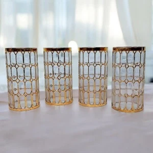 4 Imperial Spanish Windows Glasses 5.75" H x 3" D 22k Gold Mid Century Modern - Picture 1 of 20