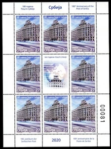 1490 SERBIA 2020 - 180th Anniversary of the Post of Serbia - MNH Mini Sheet - Picture 1 of 2