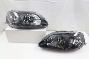 For 1999-2000 Honda Civic Type R Style EK9 EK4 EM1 JDM black Headlights CTR Si - Picture 1 of 6