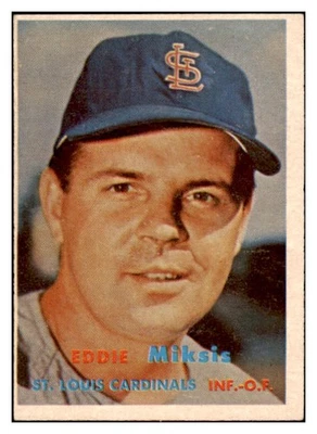1957 TOPPS #350 EDDIE MIKSIS CARDINALS VG-EX SET BREAK 530606 (KYCARDS) - Image 1 of 2