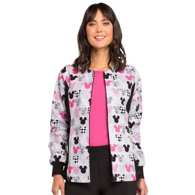 Cherokee Tooniforms Women's Scrub Top ZIP UP Disney Mickey Mouse Small NWT NEW - Image 1 of 4