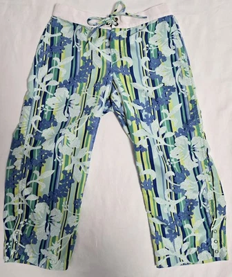 Pantalón Capri Floral Patagonia Water Girl Niñas M (10) Azul Verde Corbata Cintura Ajuste Foto 1 de 4