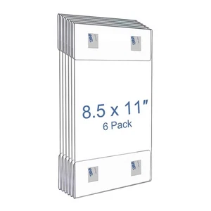 8.5x11 Clear Acrylic Plastic Sign Holders with Removable Hook and Loop, Wall ... - Picture 1 of 7