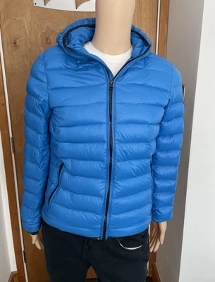 DIESEL Men's Cobalt Blue Short Puffer Jacket With Hood Small Duck Down New + Tag - Image 1 of 4