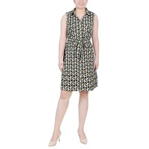 NY Collection Womens Printed Sleeveless Office Shirtdress Petites BHFO 3491 - Picture 1 of 2