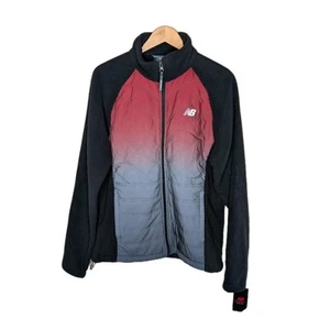 NWT New Balance Men's Size M Black Red Fleece Puffer Quilted Zip Up Jacket - Picture 1 of 8