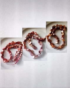 3 Stränge Muschel-Perlen, rechteckig, rosatöne, Schmuckherstellung, KONVOLUT🎊 - Bild 1 von 4