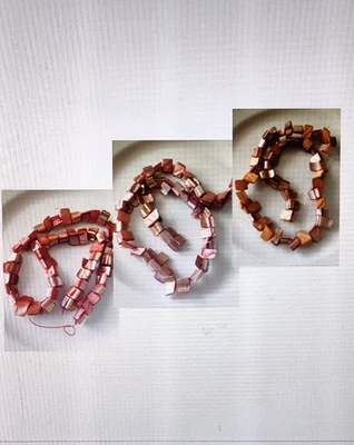 3 Stränge Muschel-Perlen, rechteckig, rosatöne, Schmuckherstellung, KONVOLUT🎊 - Bild 1 von 4