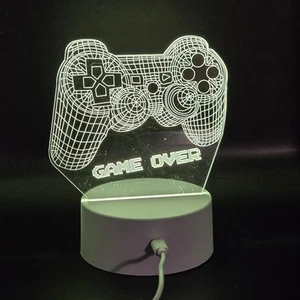 3D Electric Game Controller Small Game Over Gaming Gamers Gift Night Light - Picture 1 of 14