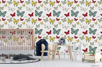 Murales de pared con patrón de acuarela de mariposa 3D papel tapiz murales pegatina de pared 7 Foto 1 de 4