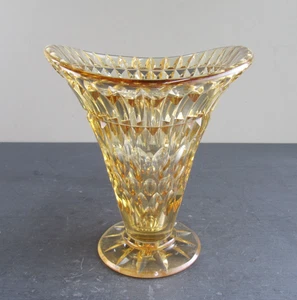 Jarrón de vidrio ámbar cortado a mano Edinburgh & Leith Art Deco - Imagen 1 de 13