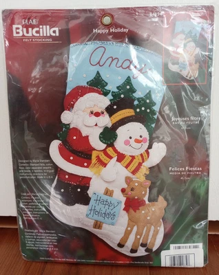 Bucilla NUEVO SELLADO Navidad Fieltro Medias Kit Muñeco de Nieve Rudolph Personalizar Vinta Foto 1 de 4