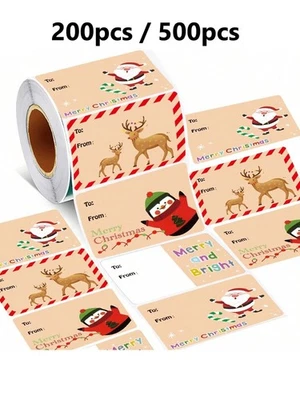 CHRISTMAS GIFT LABELS Self Adhesive Tags Traditional Assorted Stickers Wrap XMAS