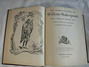 The Complete Works of William Shakespeare The Cambridge Edition Vtg 1944 - Imagen 1 de 5
