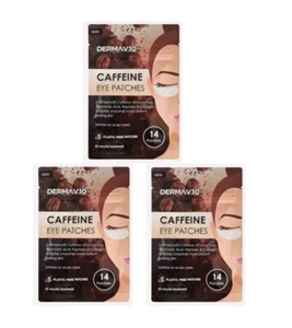 3x Derma V10 Caffeine Eye Patches - Hyaluronic Acid | Collagen | Peptides - 14s - Picture 1 of 3