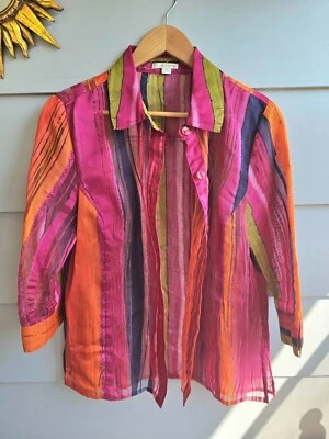 Blusa transparente de malla abstracta colorida funky años 90 profesor de arte  Foto 1 de 4