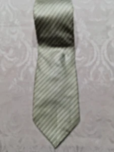 Donald Trump Signature Collection Krawatte grau/hellbraun/weiß gestreift 100 % Seide mit Goldbarren - Bild 1 von 4