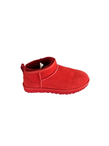 NEW UGG Classic Ultra Mini Samba Red Suede Sheepskin Lined Booties Women Size 9 - Picture 1 of 24