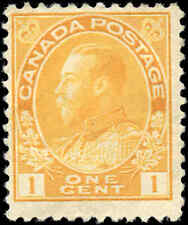  Canada Mint H F 1c DRY Die 1 Scott #105f 1922 King George V Admiral Stamp 