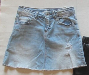 ZARA Girls SKIRT Distressed Denim Blue Jean Mini Skirt Size 7 - Picture 1 of 3