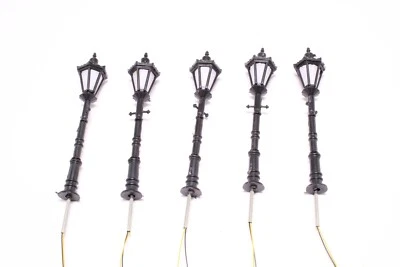 5 x Gaslaterne Straßenlaterne H0 mit 12-16V LED warmweiß ca. 6,5cm bahnwaren - Bild 1 von 4