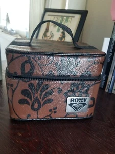 Rare Vintage  90s brown Roxy  luggage  vanity train case - Picture 1 of 16
