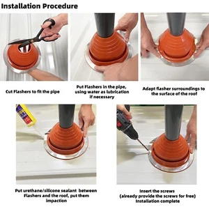 Rote Silikon Gummi Stiefel Metall Dach Rohr blinkend? Passend für Rohr OD 2-1/4"to5 - Bild 1 von 9