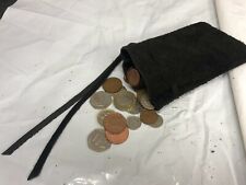 Medieval LarpSCA Reenactment Chocolate Brown Leather DRAWSTRING MONEY POUCH BAG