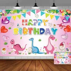 Cartoon Dinosaur Theme Party Backdrop Banner Background Birthday Decor 5x3ft - Picture 1 of 20