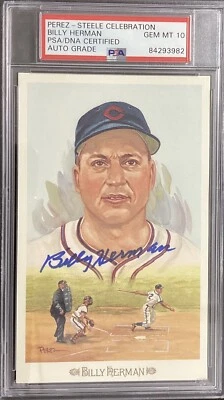 Billy Herman Signed Perez Steele Celebration Postcard Cubs PSA/DNA Auto Gem 10 - Image 1 of 2