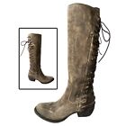 Junk Gypsy Knee High Boots Womens 8.5 Boho Distressed Brown Lace Up Riding Boot