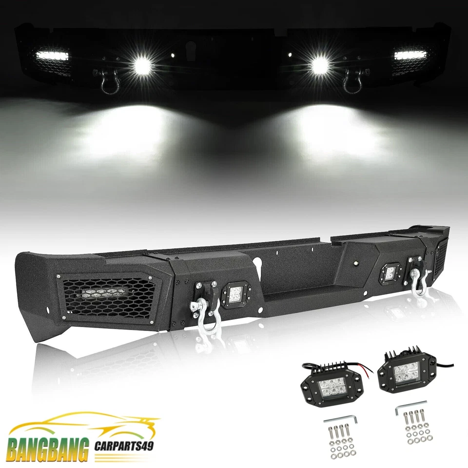 Parachoques trasero de acero con recubrimiento en polvo para Ram 2500/ 3500 2019 20 21 2022 2023 con luz Foto 1 de 4