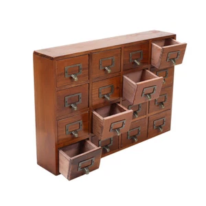 Wooden Vintage Chest of Drawers Makeup Organiser Drawer Box Desktop 1-16 Drawers - Picture 1 of 38