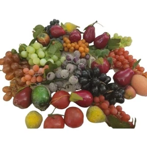 Vintage Assorted Rubber Grapes and Sugared Plastic Fruits 28 Pieces - Picture 1 of 3