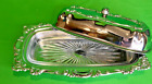 VINTAGE Chrome butter dish holder with glass butter dish!