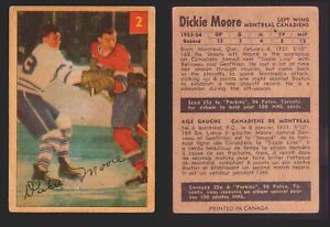 1954-1955 Parkhurst Hockey Dickie Moore #5 Montreal Canadiens Trading Card G/VG