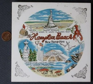 Hampton Beach New Hampshire Tile Trivet Marine Memorial Boar's Head Vintage ++ - Picture 1 of 1