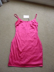 BNWT Gorgeous Misguided petite pink strappy satin slip dress size 8 - Picture 1 of 4