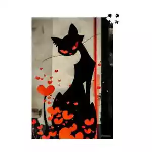 Black Cat Jigsaw Puzzle: Wooden Jigsaw Puzzle for Adults 500pc Puzzle by Durazza - Picture 1 of 3
