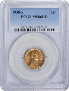 1938-S Lincoln Cent MS66RD PCGS - Picture 1 of 2