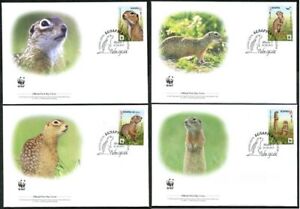 BELARUS - 2015 WWF 'SPECKLED GROUND SQUIRREL' Set of 4 First Day Covers [C4731]