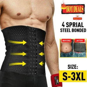 Mens Control Tummy Body Shaper Waist Trainer Cincher Belt Slimming Girdle Corset - Picture 1 of 12