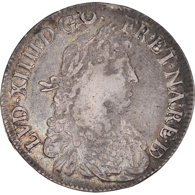 [#868743] France, Louis XIV, Écu de Béarn au buste juvénile, 1671, Pau, Collect, - Image 1 of 2