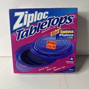 Ziploc Tischplatten Sandwichplatten mit Druckknopf und Verschluss Deckel versiegelt 4er Pack Vintage - Bild 1 von 4
