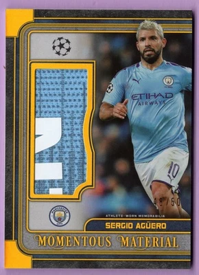 2019-20 TOPPS MUSEUM UEFA CHAMPIONS LEAGUE MOMENTOUS MATERIAL SERGIO AGUERO /50 - Image 1 of 3