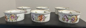 Antiguo juego de 6 ramekin festoneado floral porcelana Dresde Alemania - Imagen 1 de 12