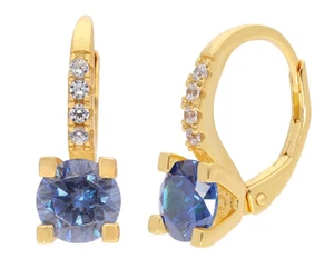 Acalee Jewelry Ladies Hoop Earrings Silver Plated Zirconia Sapphire Blue AC101 - Picture 1 of 6