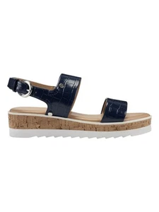 MARC FISHER Womens Black Croco 1" Platform Gordy Almond Wedge Sandals Shoes 6 M - Picture 1 of 9