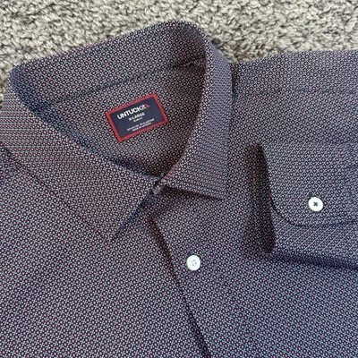 UNTUCKit Shirt Mens XL Blue Geometric Peraldi Performance Wrinkle Free Preppy - Image 1 of 4